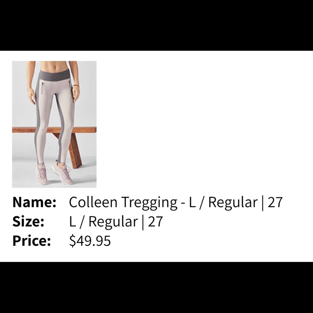 Fabletics (L) grey/white pant- cell phone pocket